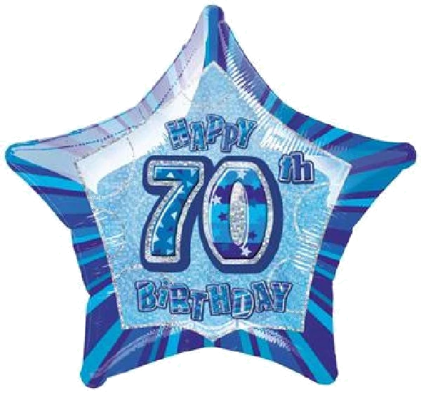 BLUE GLITZ 70TH 20IN FOIL BALLOON