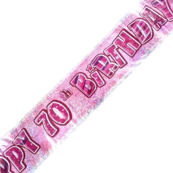 9FT PINK GLITZ 70TH FOIL BANNER