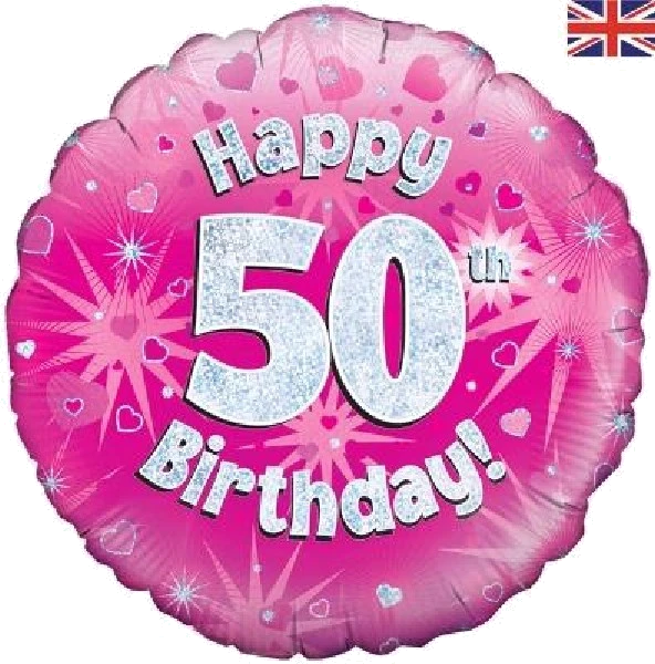 50TH B/DAY PINK HOLO 18IN FOIL