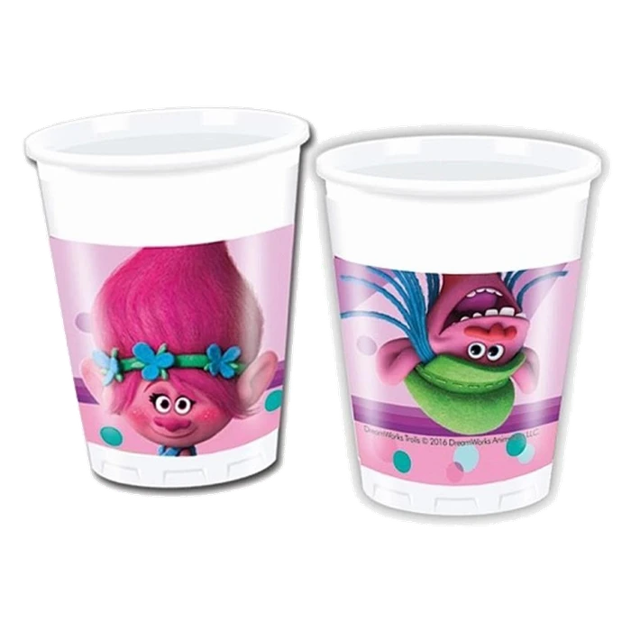 Trolls 8 Plastic Cups