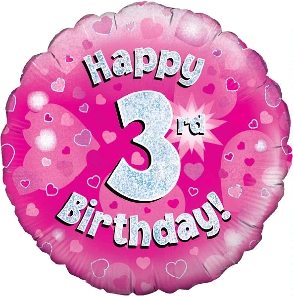 18In Happy 3Rd Bday Pink Foil