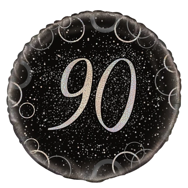 18IN BLACK PRISMATIC 90TH FOIL BALLOON
