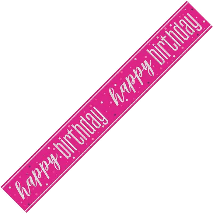 9Ft Glitz Pink Happy Birthday Banner