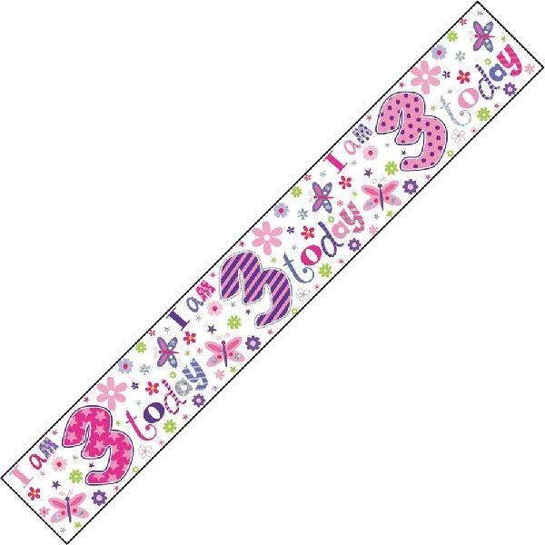 9FT AGE 3 GIRL WALL BANNER