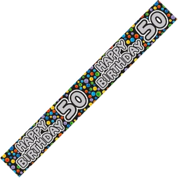 50TH BALLOONS & STARS 9FT BANNER