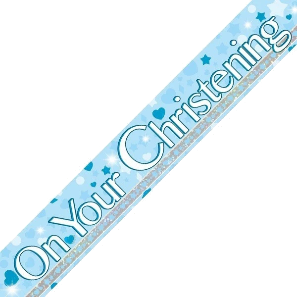 9FT BLUE DOTS CHRISTENING BANNER