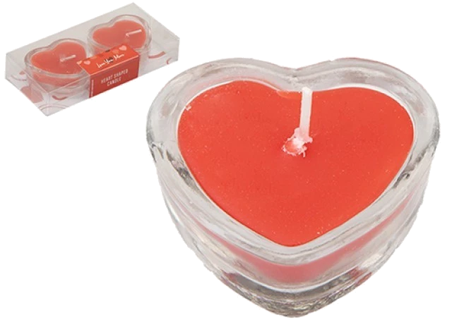 Valentines Heart Shaped Candles In Glass Holders 2
