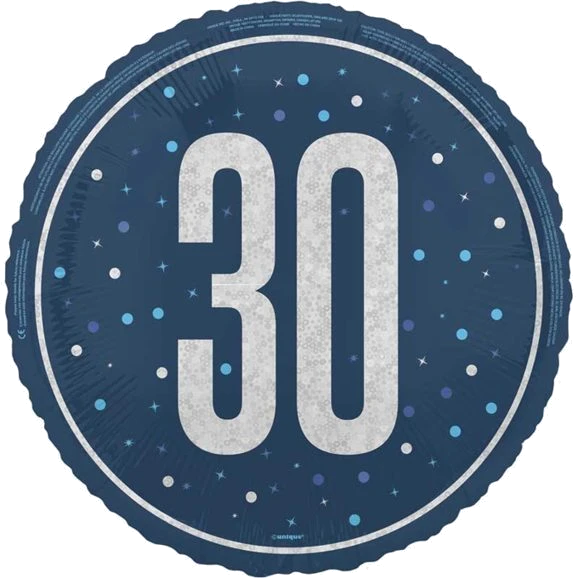 18In Glitz Blue 30Th Birthday Foil Balloon