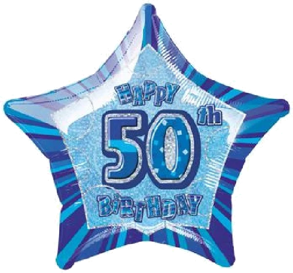 BLUE GLITZ 50TH 20IN FOIL BALLOON
