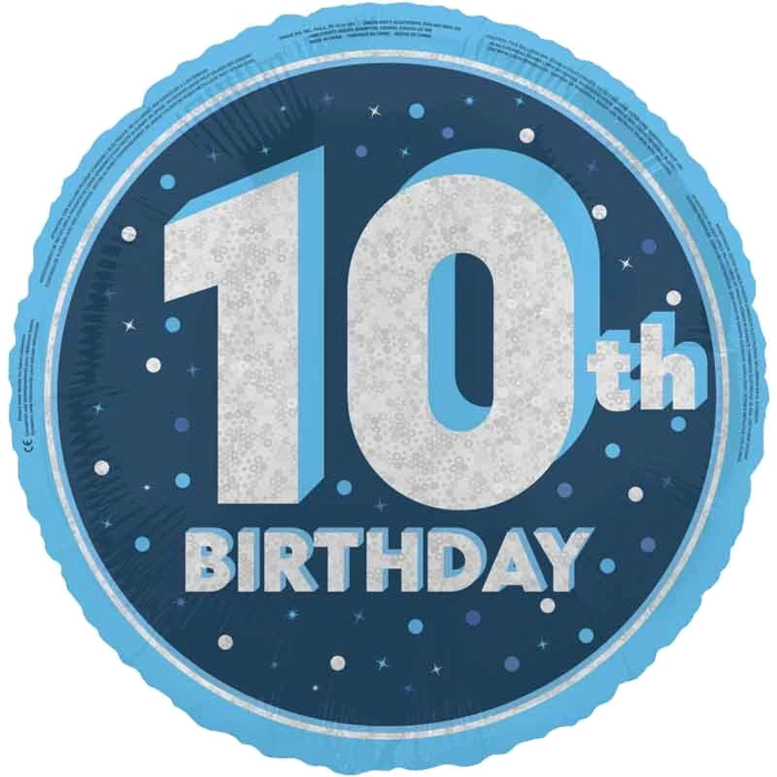 18In Glitz Blue 10Th Birthday Foil Balloon