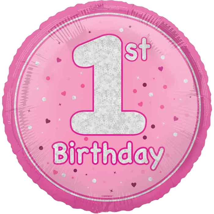 18In Glitz Pink 1St Birthday Foil Balloon