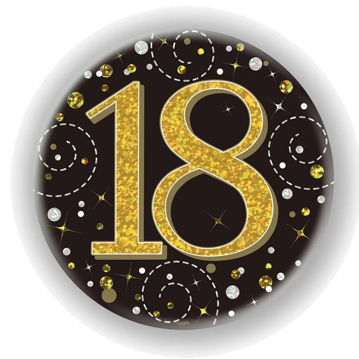 3In 18Th Birthday Black & Gold Badge