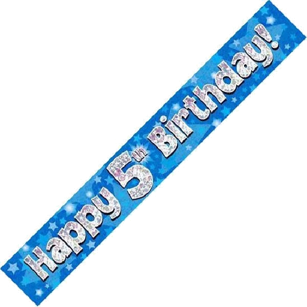 9FT BLUE HOLO. 5TH B/DAY BANNER