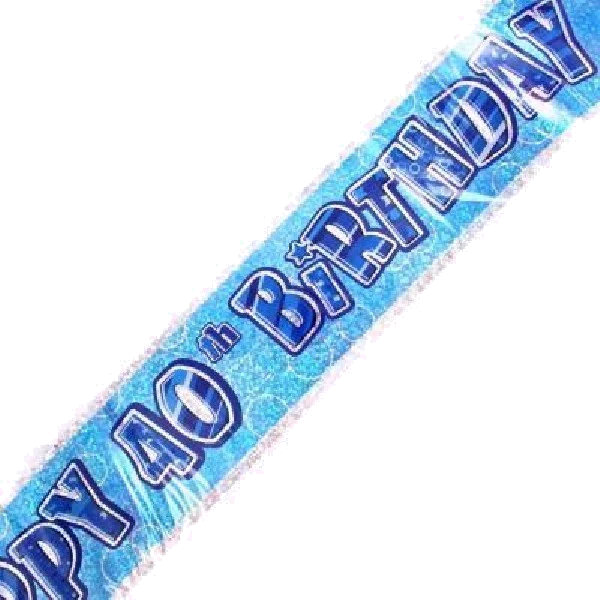 9FT BLUE GLITZ 40TH FOIL BANNER