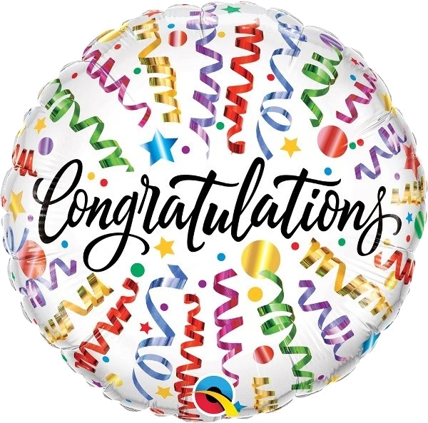 18IN CONGRATULATIONS STREAMERS FOIL BALLOON