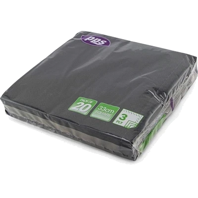 Pps 3Ply 33Cm 20 Napkins Black
