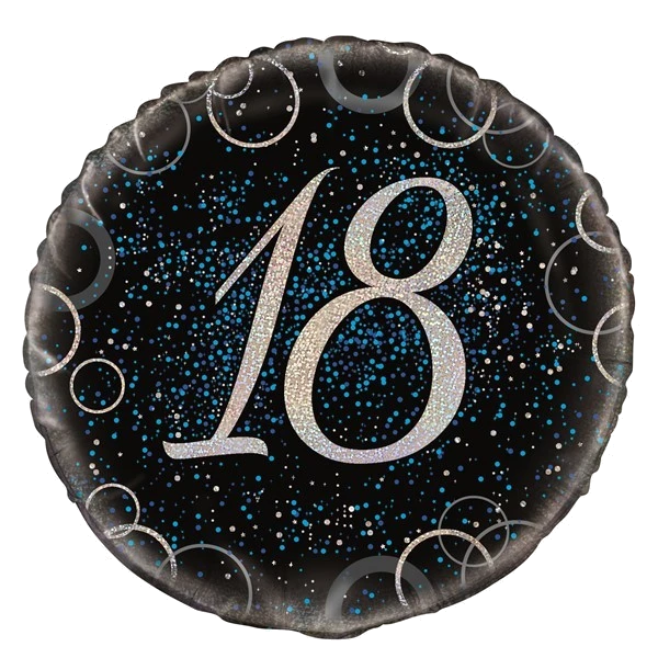 18IN BLUE PRISMATIC 18TH FOIL BALLOON