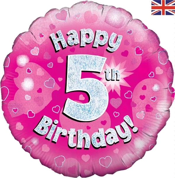 18In Happy 5Th Bday Pink Foil
