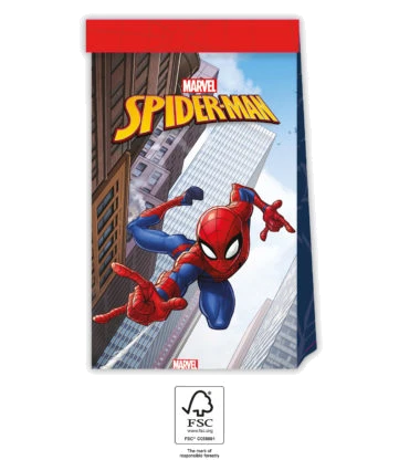 4Pk Spiderman Crime Fighter Paper Bags