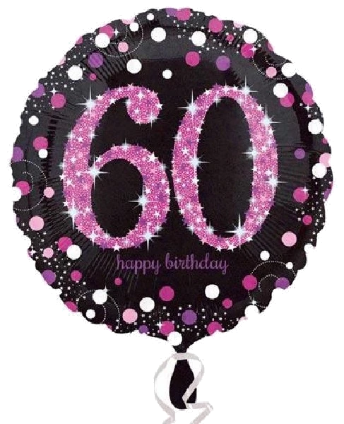 60TH PINK SPARKLES 18IN FOIL BALLOON