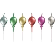 6Pc Metallic Balloon Pick Candles