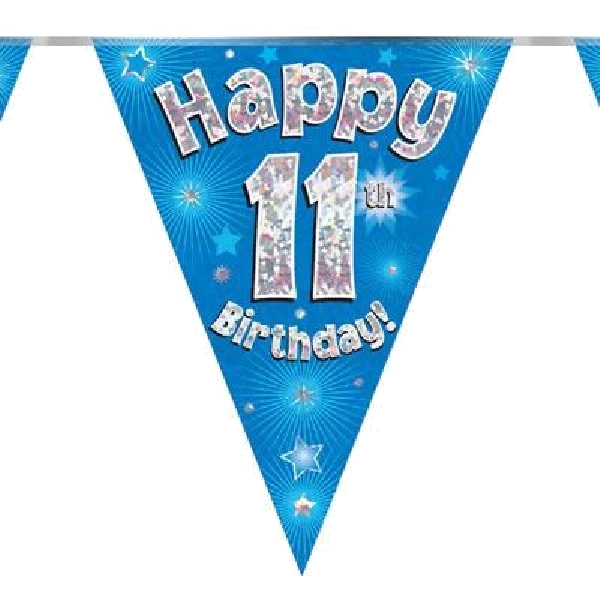 3.9M 11Th Birthday Blue Bunting