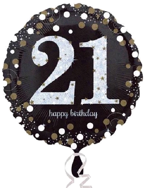 21ST GOLD SPARKLES 18IN FOIL BALLOON