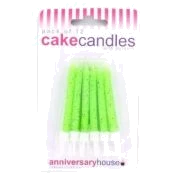 (12) Lime Green Glitter Candles