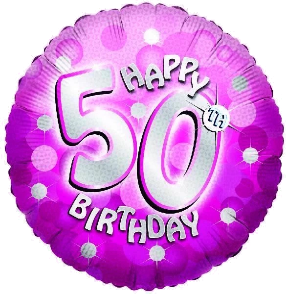 SPARKLE PINK 50TH 18IN FOIL BALLOON