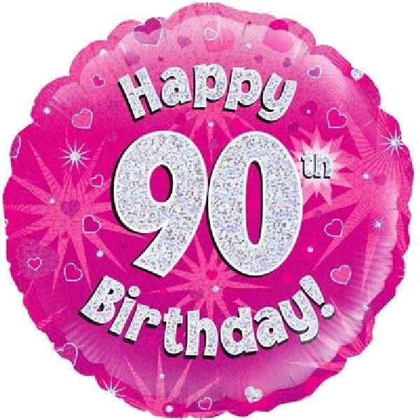 90TH BIRTHDAY PINK 18IN FOIL BALLOON