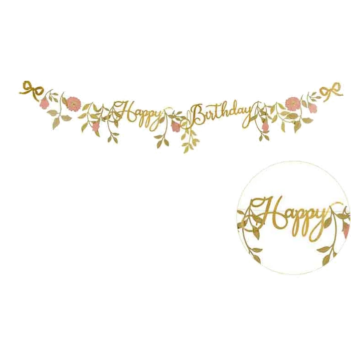 happy birthday banner with flowers