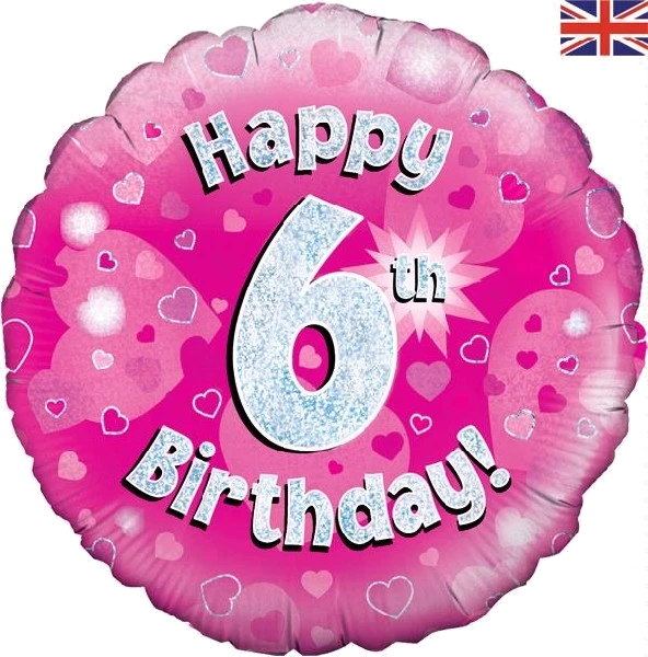 18In Happy 6Th Bday Pink Foil
