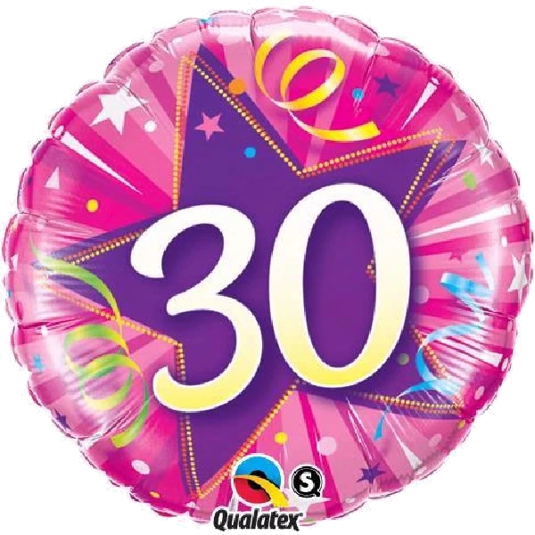 30TH B/DAY PINK 18IN FOIL BALLOON