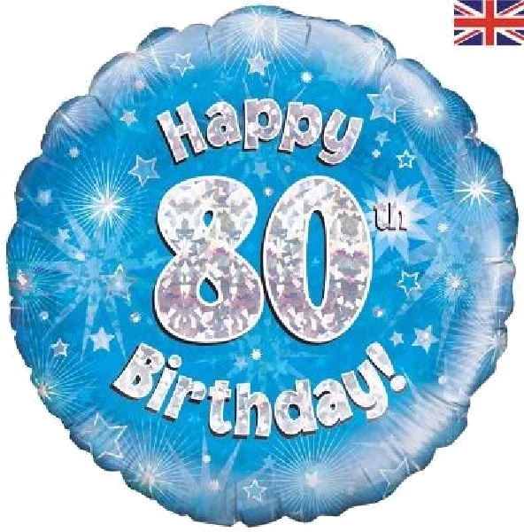 80TH B/DAY BLUE HOLO 18IN FOIL