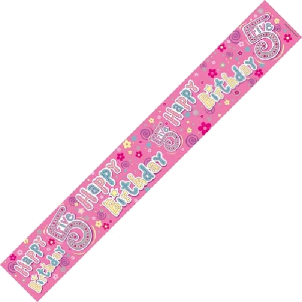 5TH BIRTHDAY GIRL HOLO 9FT BANNER