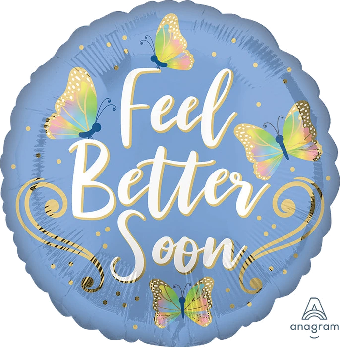 18In Feel Better Butterflies Foil Balloon