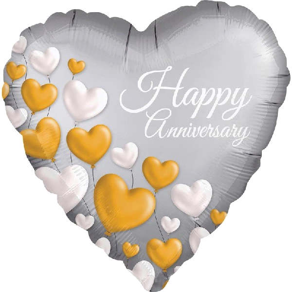 18IN ANNIVERSARY PLATINUM HEARTS FOIL