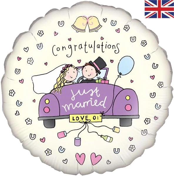 JUST MARRIED 18IN FOIL BALLOON