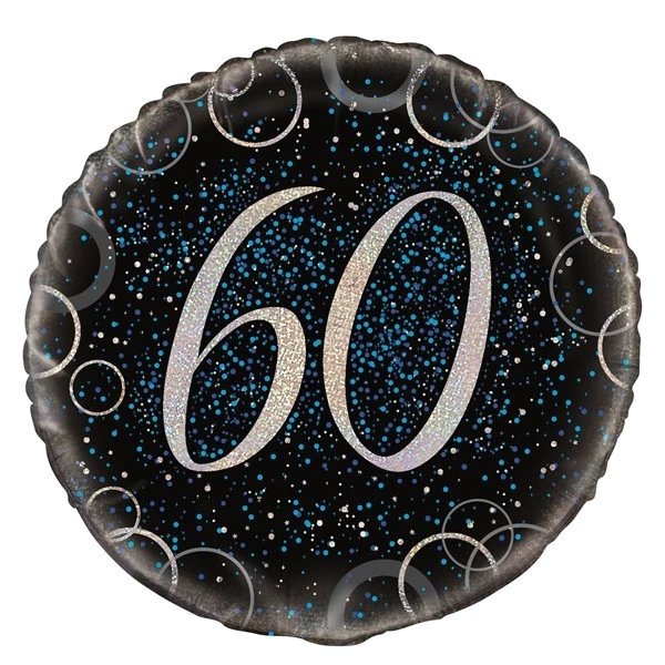 18IN BLUE PRISMATIC 60TH FOIL BALLOON