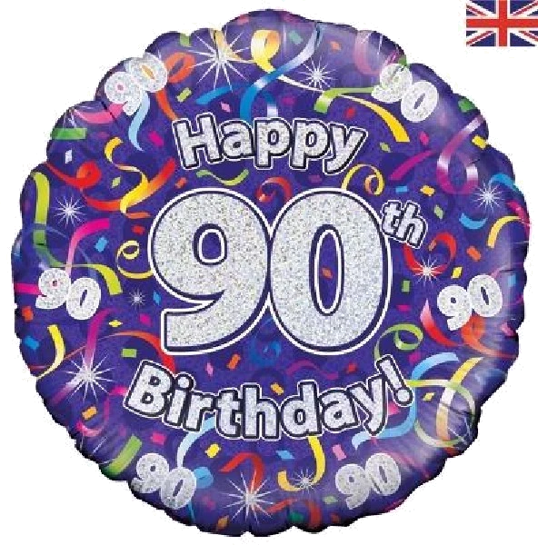 90TH B/DAY STREAMERS HOLO 18IN FOIL