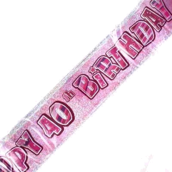 9FT PINK GLITZ 40TH FOIL BANNER