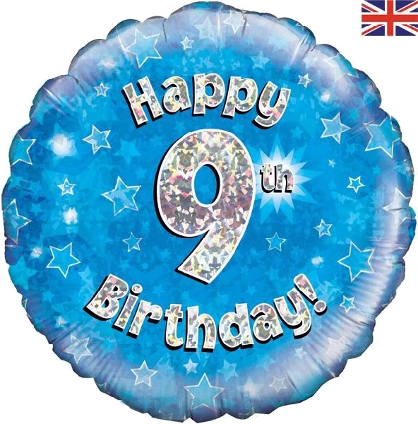 18In Happy 9Th Bday Blue Foil