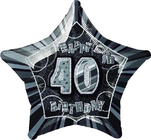 BLACK GLITZ 40TH 20IN FOIL BALLOON