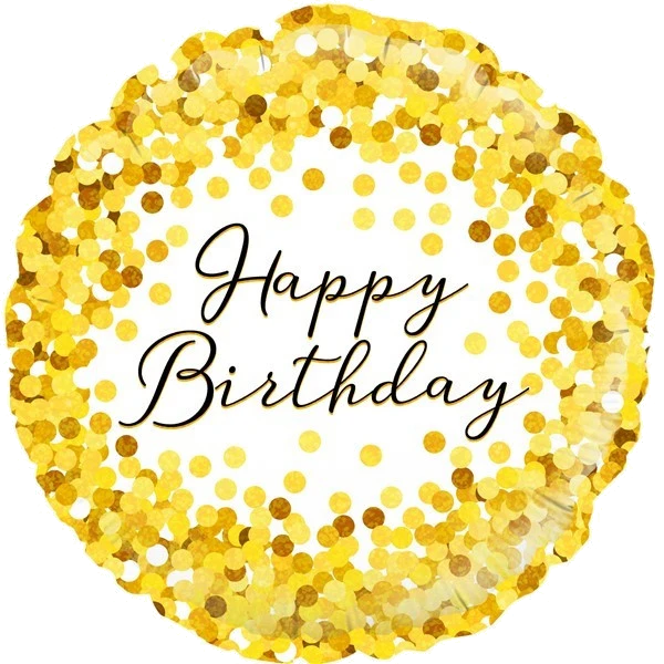 18IN GOLD SPARKLE B/DAY HOLO FOIL BALLOON