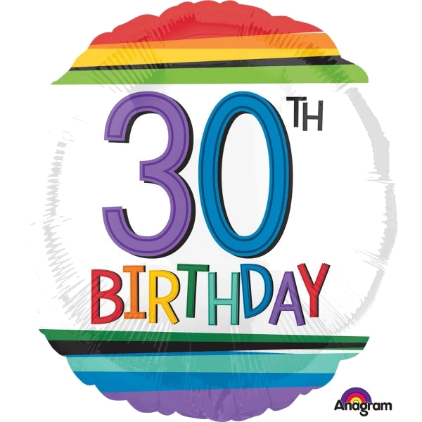 RAINBOW 30TH BIRTHDAY FOIL BALLOON