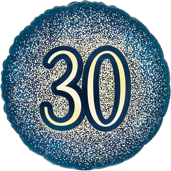 18In 30Th Glitter Birthday Navy Gold Foil Balloon