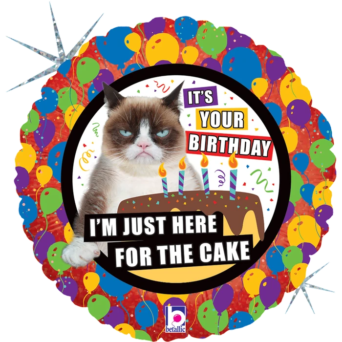 18In Grumpy Cat Cake Birthday Foil Balloon