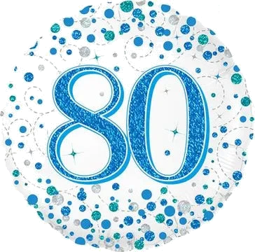 18In 80Th Sparkling Fizz Birthday Blue Foil Balloon