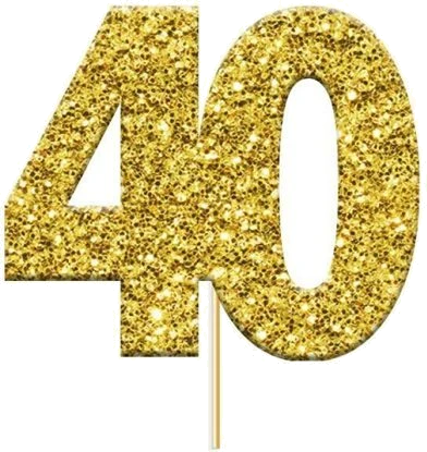 Glitter 40 Numeral Gold Cupcake Topper