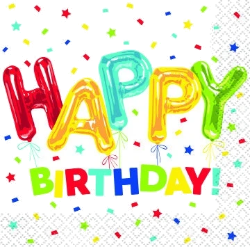 16Pk Happy Birthday Balloon Napkins